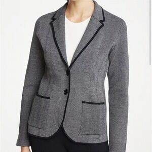 NWOT Ann Taylor Gray Black Luxe Herringbone Cardigan Blazer. XS Wool Blend.